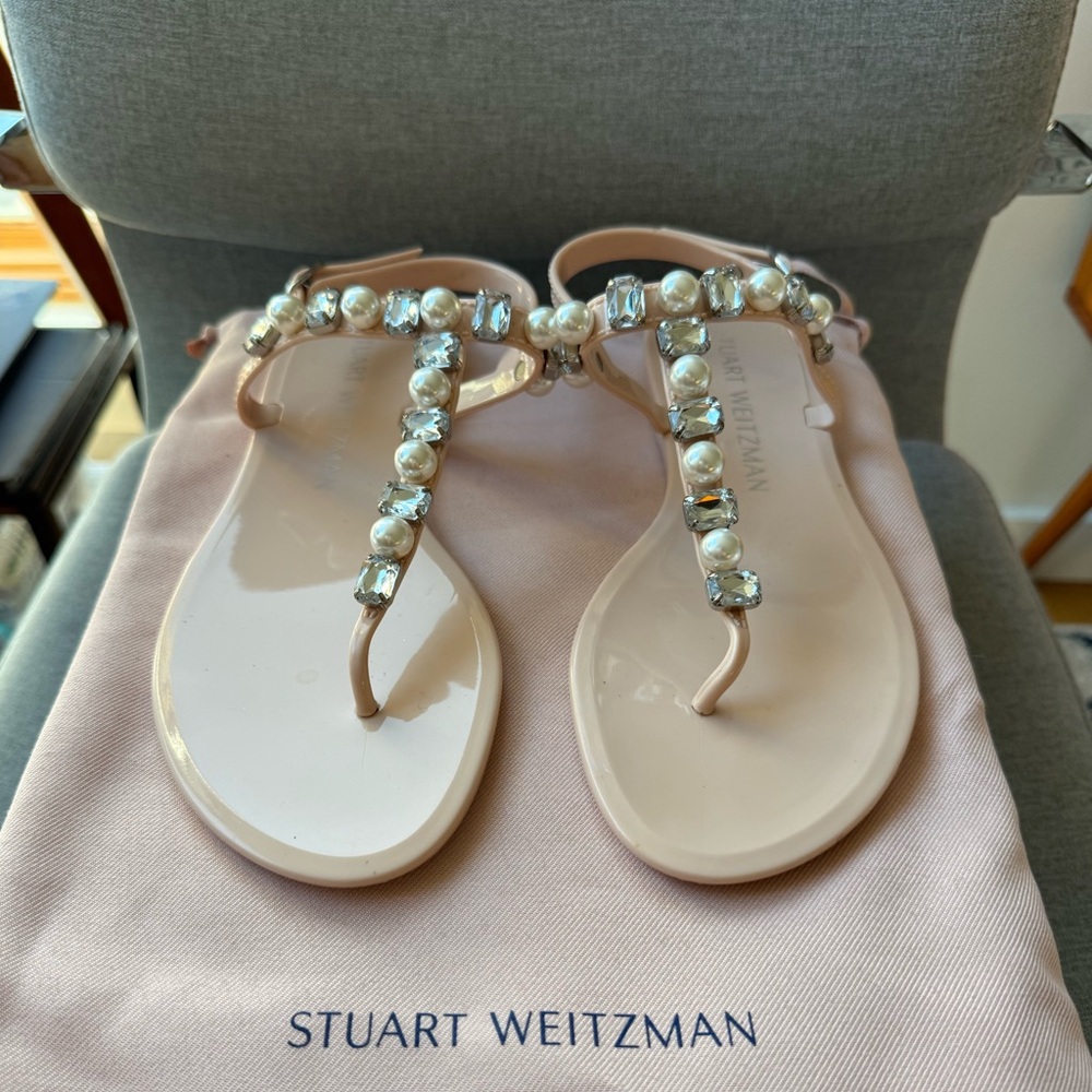 Stuart Weitzman Goldie Crystal Jelly Sandals